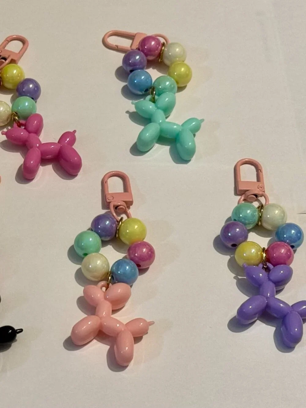 8 Colorful Balloon Dogs Keychains, Backpack Carms, Trinket